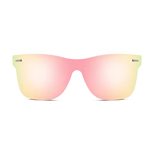 FEISEDY Sunglasses, Rimless Mirrored Sun Glasses with Reflective One-Piece Lens, B4114