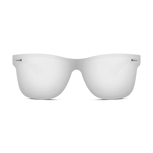 FEISEDY Sunglasses, Rimless Mirrored Sun Glasses with Reflective One-Piece Lens, B4114