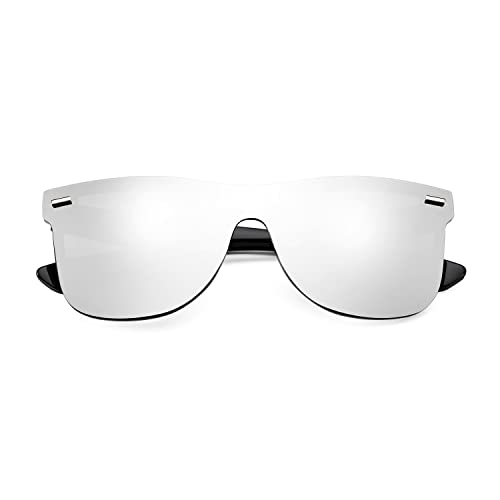 FEISEDY Sunglasses, Rimless Mirrored Sun Glasses with Reflective One-Piece Lens, B4114