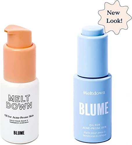 Blume Meltdown Acne Oil - Acne Treatment Face Oil + Pore Minimizer - Skin-Smoothing Face Serum with Rosehip Oil, Blue Tansy and Black Cumin Seed Oil - Helps Calm Redness and Improve Texture (0.5 oz)