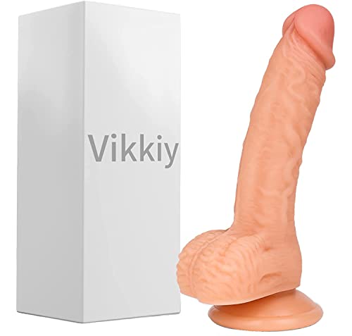 7.3 Inch Realistic Dildo Feels Like Skin Body-Safe Material G spot Stimulator Dildos with Strong Suction Cup for Hands-free Play Sex Toys for Adult