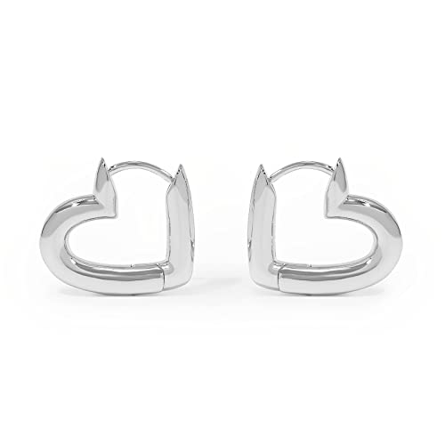 Heart Hoops 18K Gold Plated Chunky Thick Huggie Hoop Earrings for Women