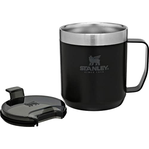 Stanley Legendary Camp Mug, 12oz, Stainless Steel Vacuum Insulated Coffee Mug with Drink-Thru Lid (Green/Matte Black)