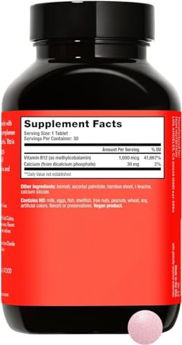 HUM B12 Turbo - Daily Energy & Calcium Support & Mood Support + Hormone Balance - Non-GMO, Gluten-Free, Vegan (30 Tablets)