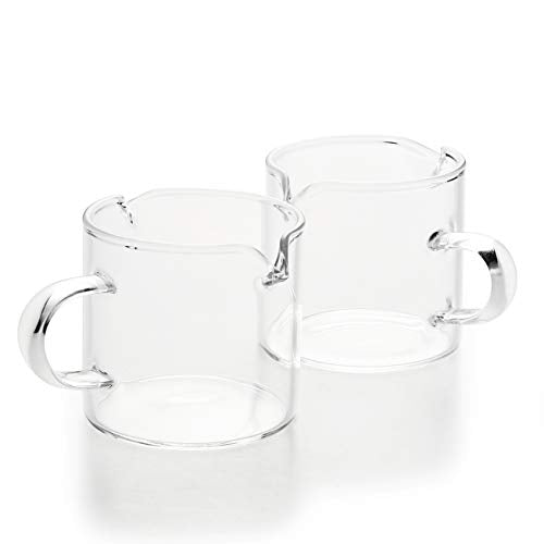 BCnmviku Shot Glasses Espresso Parts Double Spouts Milk Cup Clear Glass (Clear Glass-2Pack)