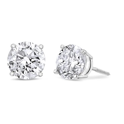 The Diamond Channel 0.50 to 6 Carat LAB GROWN Solitaire Diamond Stud Earrings Round Cut 4 Prong Screw Back (F-G Color, VS1-VS2 Eye Clean Clarity)