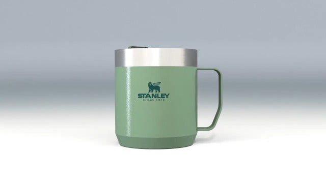 Stanley Legendary Camp Mug, 12oz, Stainless Steel Vacuum Insulated Coffee Mug with Drink-Thru Lid (Green/Matte Black)