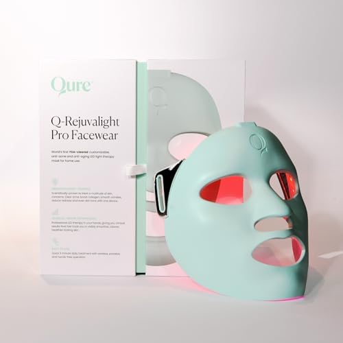 Qure LED Skin Care Face Mask With 5 Different Modes (Red Light Therapy, Amber Light & Blue Light Therapy) One Device with Customizable Settings & Treatments. Perfect For At Home Use LED Facial Therapy