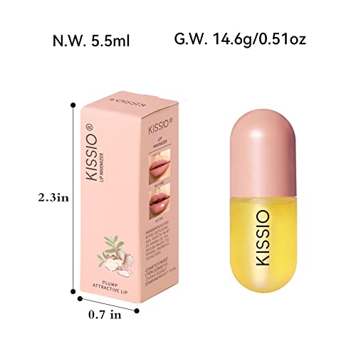 KISSIO Lip Plumper,Natural Lip Plumper for Day Use,Lip Plumping Gloss Make Lips Fuller and Moisturizing 5.5ml