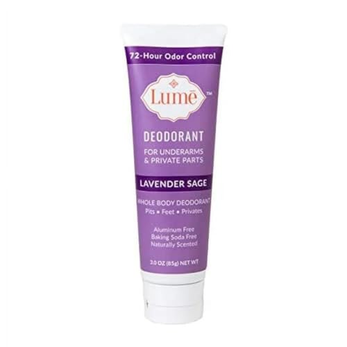 Lume Natural Deodorant - Underarms and Private Parts - Aluminum Free, Baking Soda Free, Hypoallergenic, and Safe For Sensitive Skin - 3oz Tube (Lavender Sage)