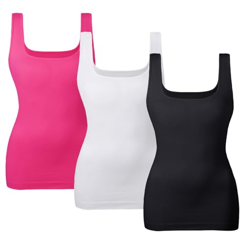 EUYZOU Women's Tummy Control Shapewear Tank Tops Seamless Square Neck Compression Tops Slimming Body Shaper Camisole