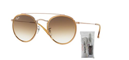 Ray-Ban RB3647N Round Double Bridge Sunglasses + BUNDLE with Designer iWear Eyewear Care Kit