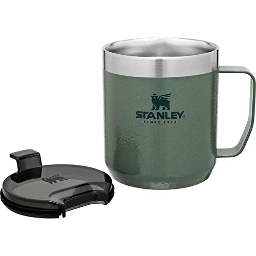 Stanley Legendary Camp Mug, 12oz, Stainless Steel Vacuum Insulated Coffee Mug with Drink-Thru Lid (Green/Matte Black)