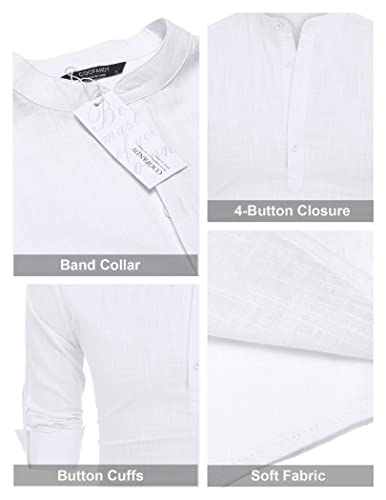 COOFANDY Men's Cotton Linen Henley Shirt Long Sleeve Hippie Casual Beach T Shirts