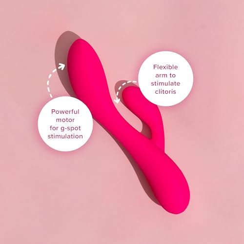 plusOne Dual Rabbit Vibrator for Women - Made of Body-Safe Silicone, Fully Waterproof, USB Rechargeable - Dual Vibrating Massager with 10 Vibration Settings