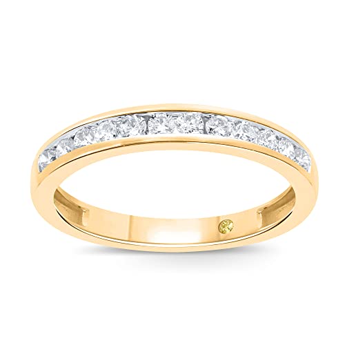 Lab Grown Diamond Wedding Rings for Women | 10K Yellow, White and Rose Gold Certified 1/6-1/2 Carat Channel Set Diamond Anniversary Bands and Wedding Bands for Her