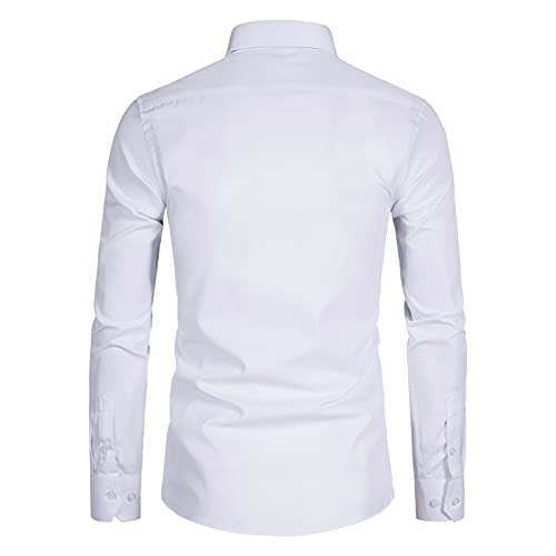 DELCARINO Men's Long Sleeve Button Up Shirts Solid Slim Fit Casual Business Formal Dress Shirt