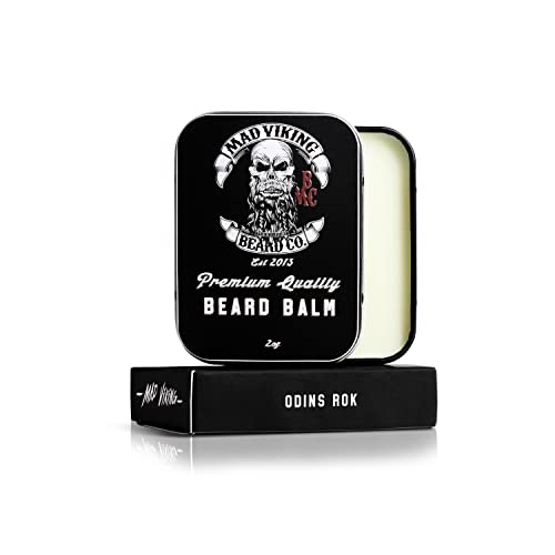 Mad Viking Beard Co. Beard Balm for Men - All Natural Ingredients, Handmade and Cruelty-Free, Medium to Heavy Hold, Maintain and Manage Beard Hair, Made in the USA (Odin’s Rök, 2oz Beard Balm)