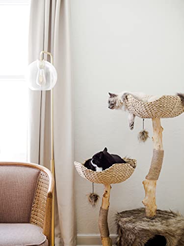 MAU Modern Cat Tree Tower for Large Cats, Real Branch Luxury Wood Cat Tower, Cat Scratching Tree, Cat Condo, Cat Lover Gift, by Mau Lifestyle