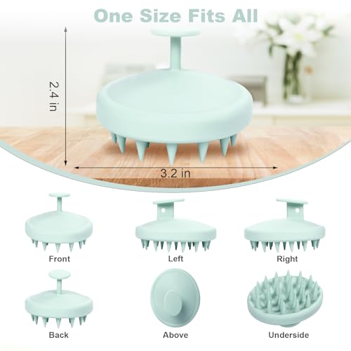 Silicone Scalp Massager, Scalp Scrubber for Hair Growth with Soft Bristles, Scalp Exfoliator Brush Dandruff Removal Shampoo Brush for Wet Dry Scalp Care (Mint Green)