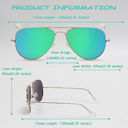 TAC Polarized Aviator Sunglasses for Men Women, Classic Lightweight Metal Frame Driving Sun glasses UV400 Protection