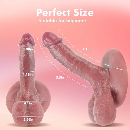 Realistic Dildo Adult Sex Toys - UTIMI 7.1 Inch Silicone Penis for Men Women Female Beginners Body Safe Material Dildos with Strong Suction Cup for Vaginal G-spot and Anal Play