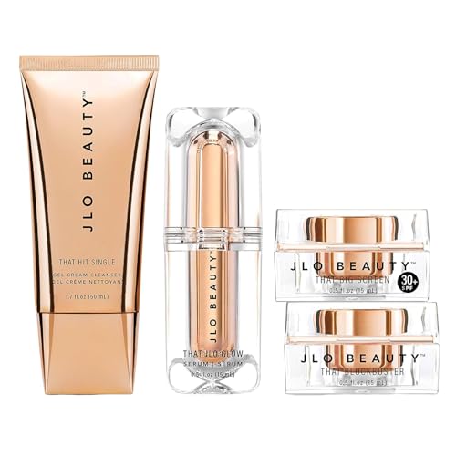 JLO BEAUTY That JLo Essentials Kit | Includes Serum, Cleanser, Cream and Broad Spectrum SPF, Gently Tightens, Brightens, Protects & Hydrates Skin