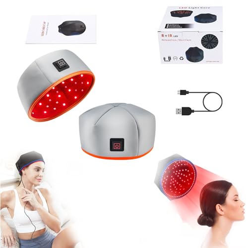 Ledoche-Ledoche Red Light Therapy Hair Growth Beanie, Laser Cap for Hair Regrowth, Red Light Therapy for Hair Growth with Dual Red Light (Grey)