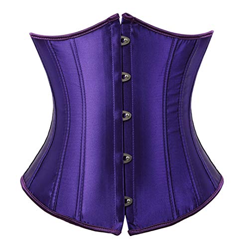 Zhitunemi Women's Satin Underbust Corset Bustier Waist Training Cincher Plus Size Corsets