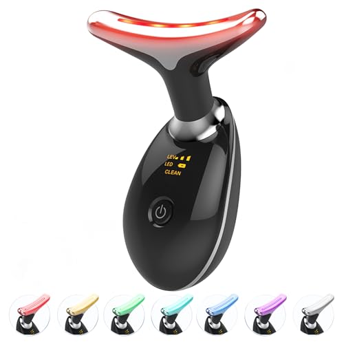 7-in-1 Deplux Skin Care Tool, Face Neck Massager for Skin Care Routine at Home, Glossy Black