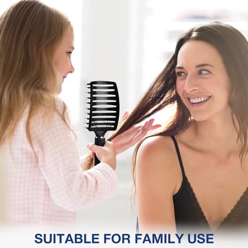 4Pcs Detangling Hair Brush Set, Detangler Comb and Brush for Curly Hair, Styling Hairbrush Wide Tooth Comb Hair Care for Wet Dry Long Thick Thin Curly Natural Hair(Black)