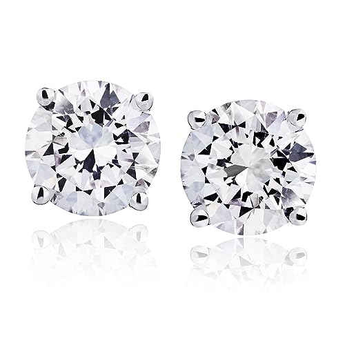 The Diamond Channel 0.50 to 6 Carat LAB GROWN Solitaire Diamond Stud Earrings Round Cut 4 Prong Screw Back (F-G Color, VS1-VS2 Eye Clean Clarity)