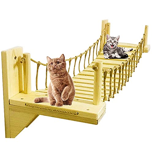 Wooden Wall-Mounted Cat Bridge with 2 Fixed Brackets Cat Perch Cat Mod Cat Condo Kitty Activity Furniture Cat Climber Tree Tower Cat Cloud Shelf Board