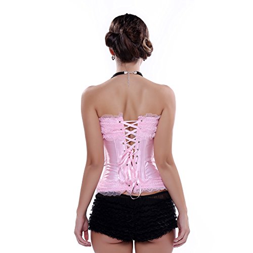 Women's Lace Up Boned Overbust Corset Bustier Lingerie Bodyshaper Top