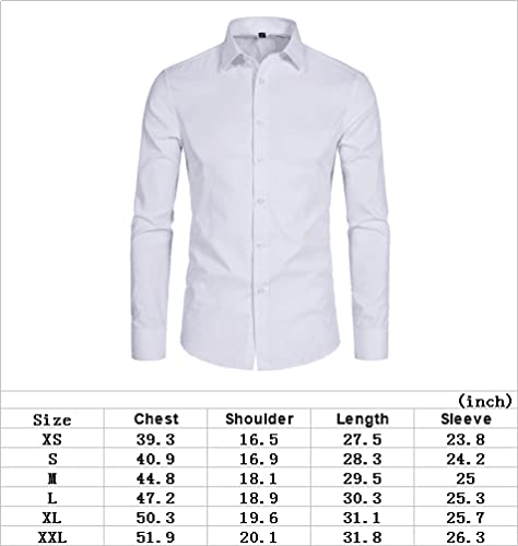 DELCARINO Men's Long Sleeve Button Up Shirts Solid Slim Fit Casual Business Formal Dress Shirt