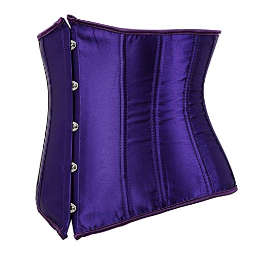 Zhitunemi Women's Satin Underbust Corset Bustier Waist Training Cincher Plus Size Corsets