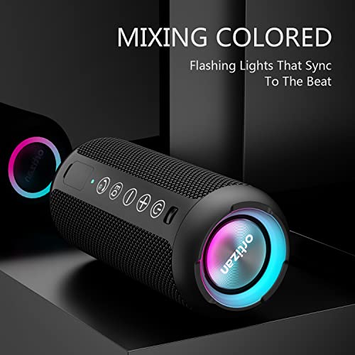 Ortizan Portable Bluetooth Speakers, IPX7 Waterproof Wireless Speaker with 24W Loud Stereo Sound, Deep Bass, Bluetooth 5.3, RGB Lights, Dual Pairing, 30H Playtime for Home, Outdoor, Party