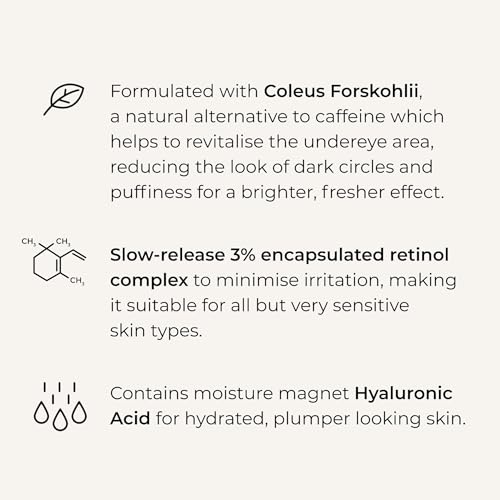 Wunderlift Night Retinol Eye Cream, 3% Encapsulated Retinol, Hyaluronic Acid and Coleus Forskohlii, Vegan and Cruelty free