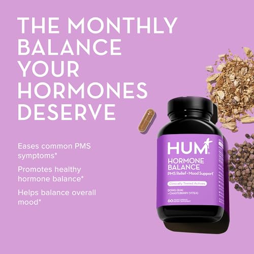 HUM Hormone Balance - Supplement for Women's Health - Support for Cramps, Cravings, Irritability & Hormonal Balance - Chasteberry & Dong Quai Women's Monthly Support (60 Vegan Capsules)