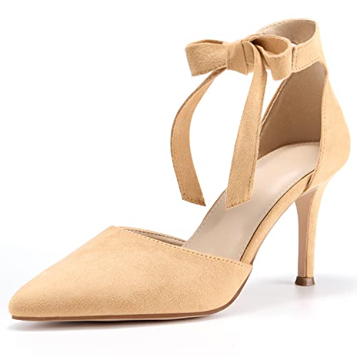 Womens High Heel Pointed Toe Pumps Ankle Tie Classic Office Special Dress Party Shoes