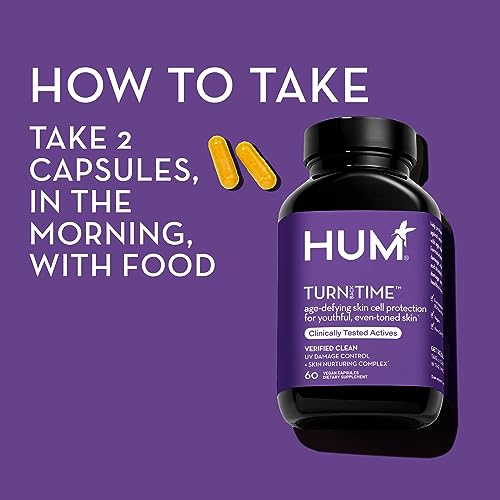 HUM Turn Back Time - Supplement for Youthful Skin with Tumeric, Green Tea Polyphenols & Lutein - Skin Anti Aging Capsules for Even Tone (60 Vegan Capsules)…