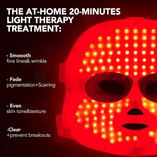 NEWKEY Red Light Therapy Mask for Face,7 Colors LED Face Mask Light Therapy, At-Home Photon Skin Care Beauty Mask for Anti Wrinkles Acne Reduction