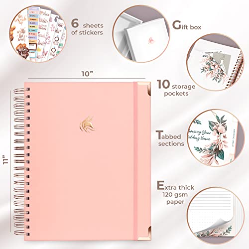 Clever Fox Wedding Planner – Wedding Book & Organizer for the Bride – Wedding Planning Binder with Pockets, Tips & Checklists – Wedding Notebook – Engagements Gift – 25.5x28cm (Light Pink)