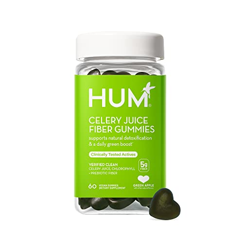 HUM Celery Juice Fiber Gummies The First Prebiotic Celery Juice Gummy, Supports Detoxification and A Daily Green Boost with Celery Juice, Chlorophyll, and Prebiotic Fiber(60 Count)