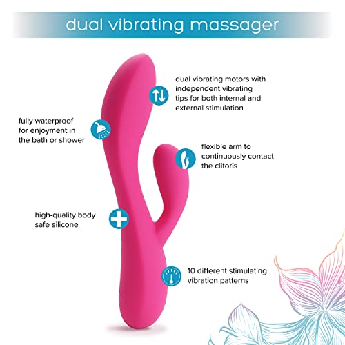 plusOne Dual Rabbit Vibrator for Women - Made of Body-Safe Silicone, Fully Waterproof, USB Rechargeable - Dual Vibrating Massager with 10 Vibration Settings