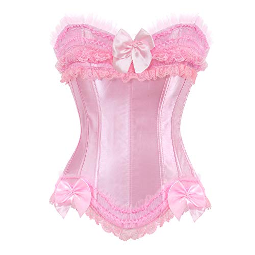 Women's Lace Up Boned Overbust Corset Bustier Lingerie Bodyshaper Top