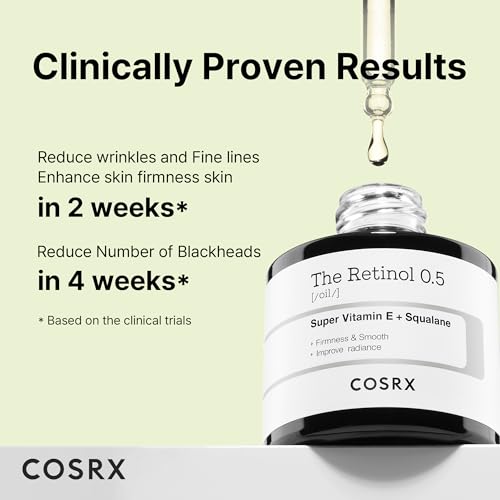 COSRX Retinol 0.5 Oil, Anti-aging Serum with 0.5% Retinoid Treatment for Face, Reduce Wrinkles, Fine Lines, & Signs of Aging, Gentle Skincare for Day & Night, Not Tested on Animals, Korean Skincare