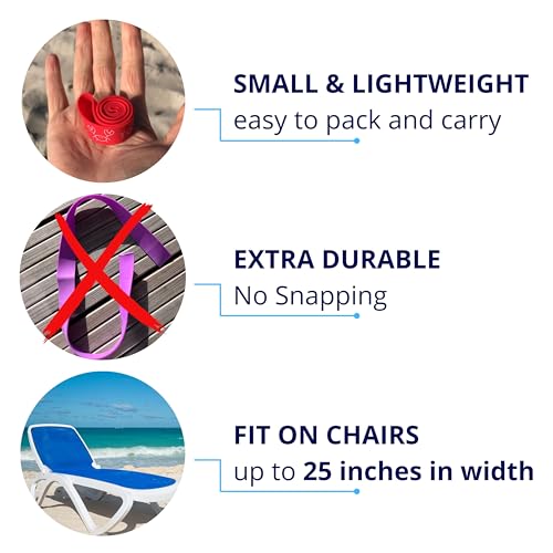 Towel Bands (6-Pack), Beach Pool & Cruise Chairs, Extra Durable, No Snapping, Cruise Ship & Beach Essentials, Great Alternative to Beach Towel Clips (3 Regular + 3 Glow in The Dark)