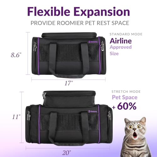 Pet Carrier - Airline Approved Cat and Dog Carrier for Small Dogs, Medium Dogs - Durable Dog Travel Bag, Expandable, Comfortable, Fits Major Airlines