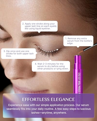 VieBeauti Premium Eyelash Growth Serum: Lash Enhancing Serum with Advanced Formula to Boost Longer Fuller and Thicker Luscious Lashes 0.1 Fl. Oz., Purple